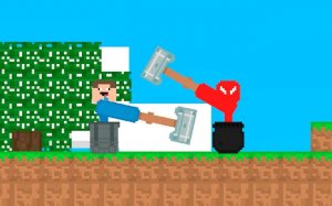 Stickman vs Noob Hammer Online Co-op Puzzle Game
